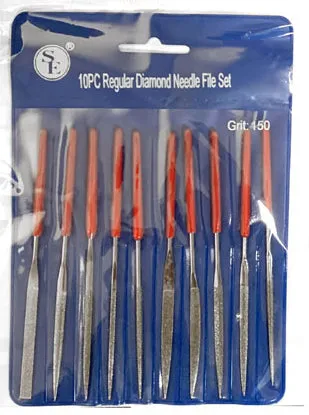 10Pc Dipped Handle Diamond Needle File Set (2mmX100mmX 50mm)
