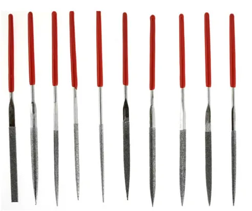 10Pc Dipped Handle Diamond Needle File Set (2mmX100mmX 50mm)
