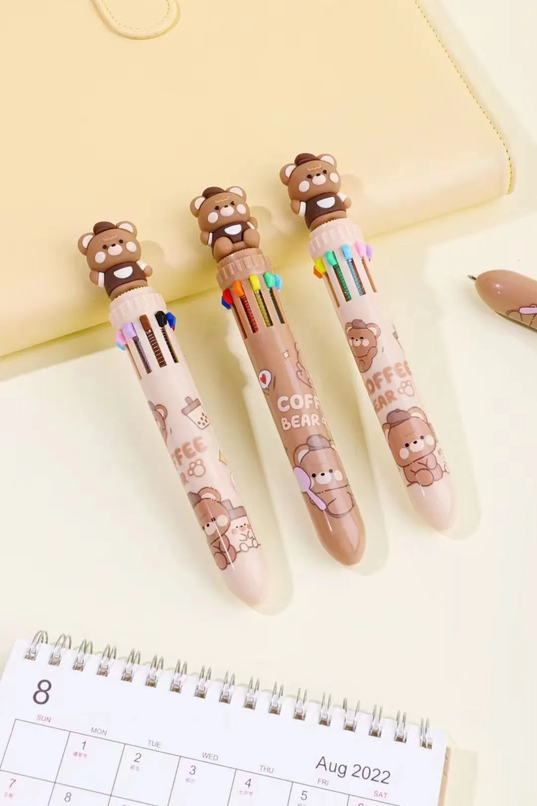 23004 COFFEE BEAR 10-COLOR RETRACTABLE BALL PEN-36