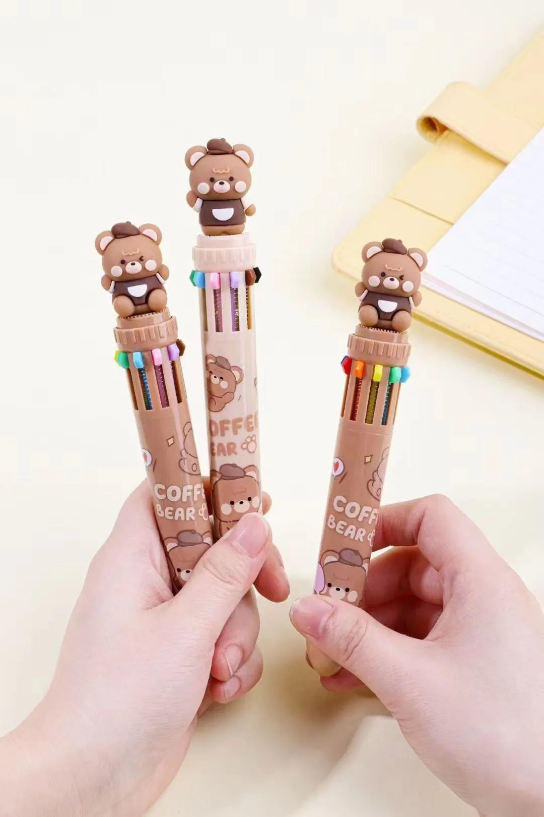 23004 COFFEE BEAR 10-COLOR RETRACTABLE BALL PEN-36