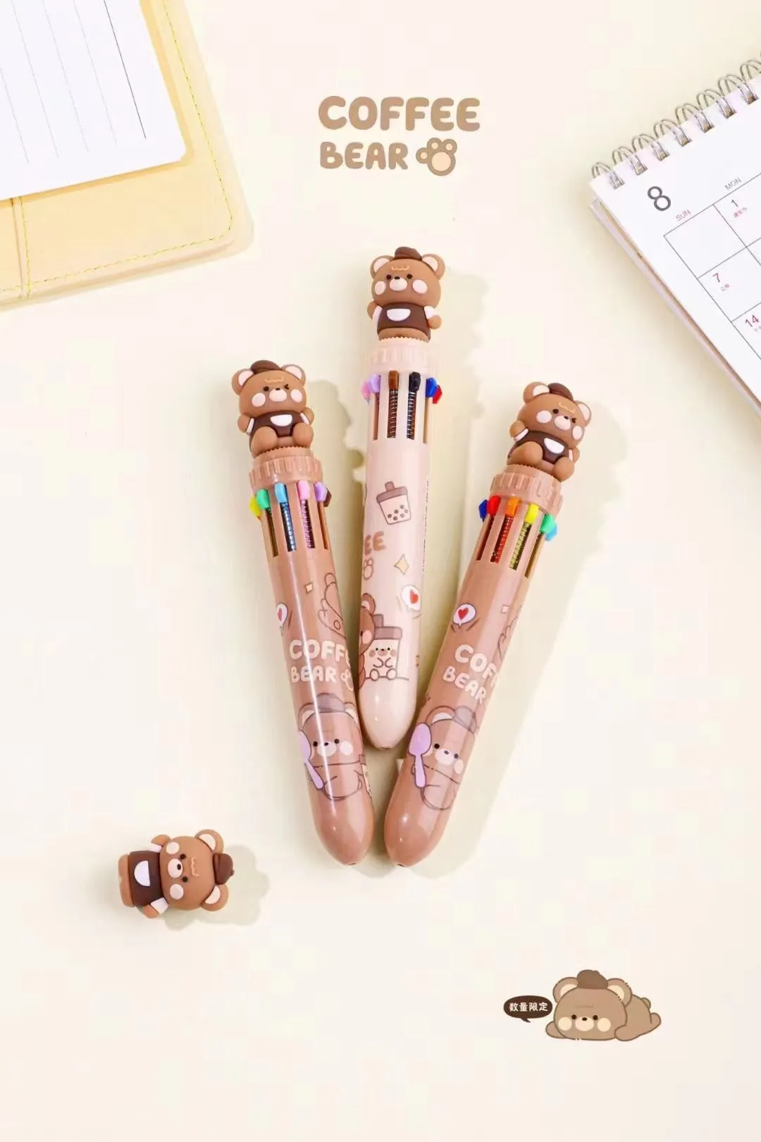 23004 COFFEE BEAR 10-COLOR RETRACTABLE BALL PEN-36