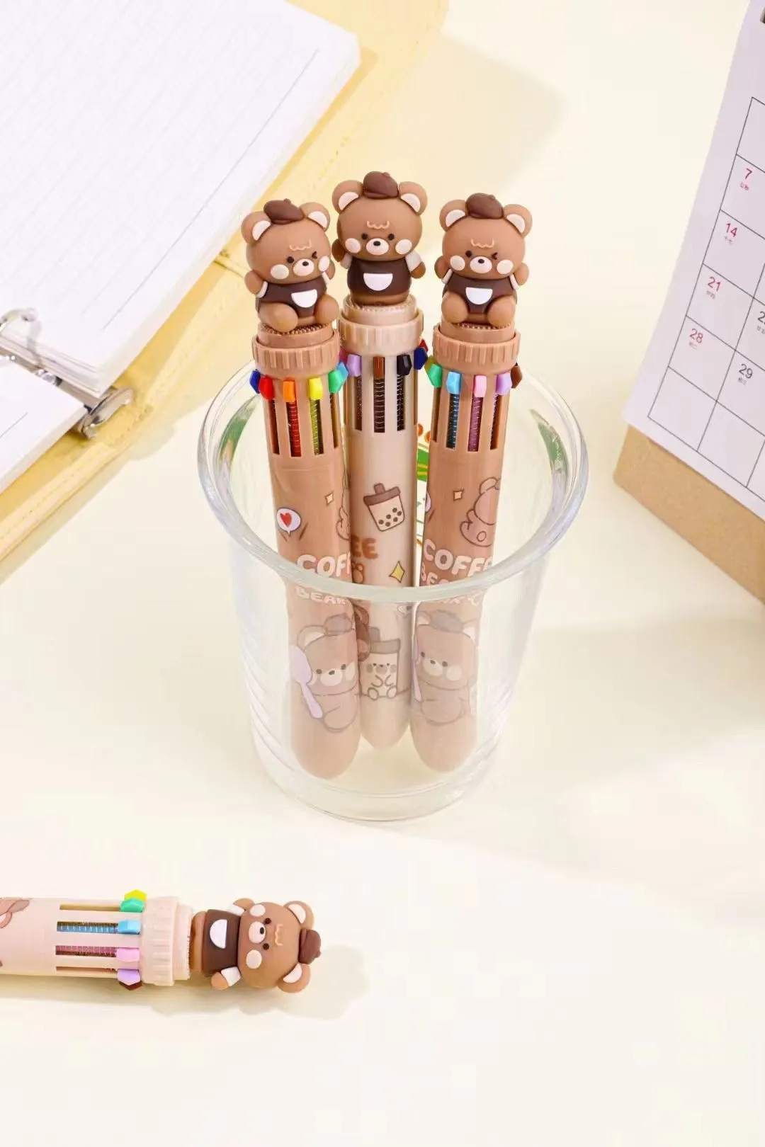 23004 COFFEE BEAR 10-COLOR RETRACTABLE BALL PEN-36