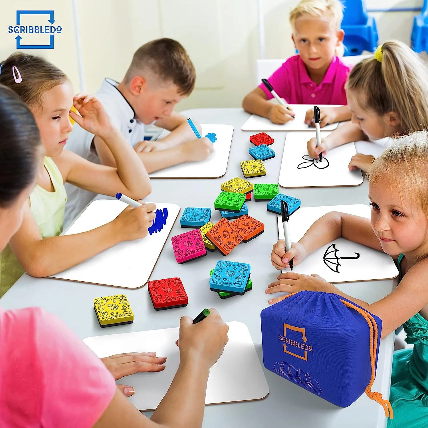 30 pack Magnetic Dry Erase Erasers Assorted Colors