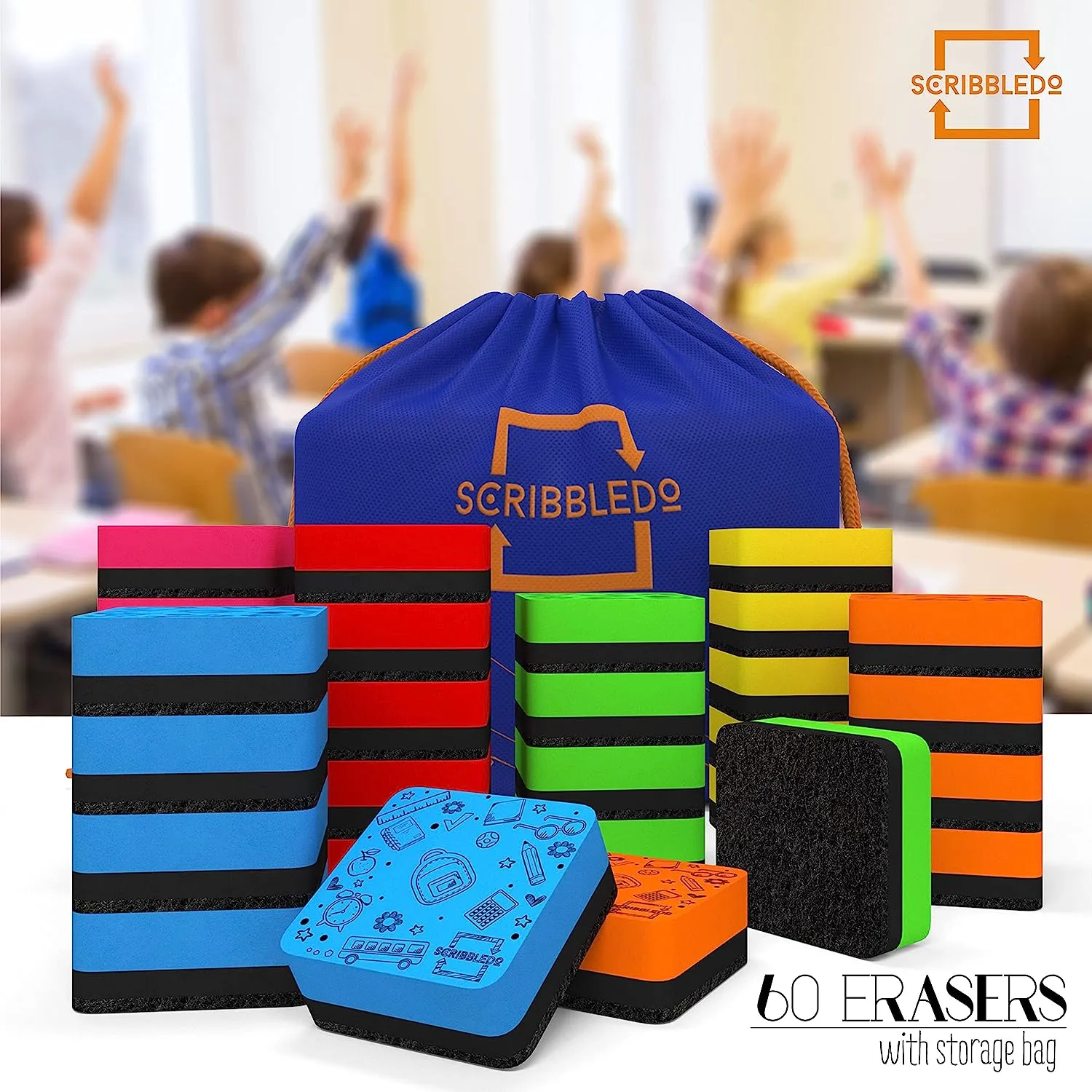 30 pack Magnetic Dry Erase Erasers Assorted Colors