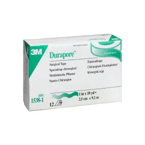 3M Medical Tape Durapore Silk-Like Cloth 1" X 10 Yard White NonSterile, 12 ea
