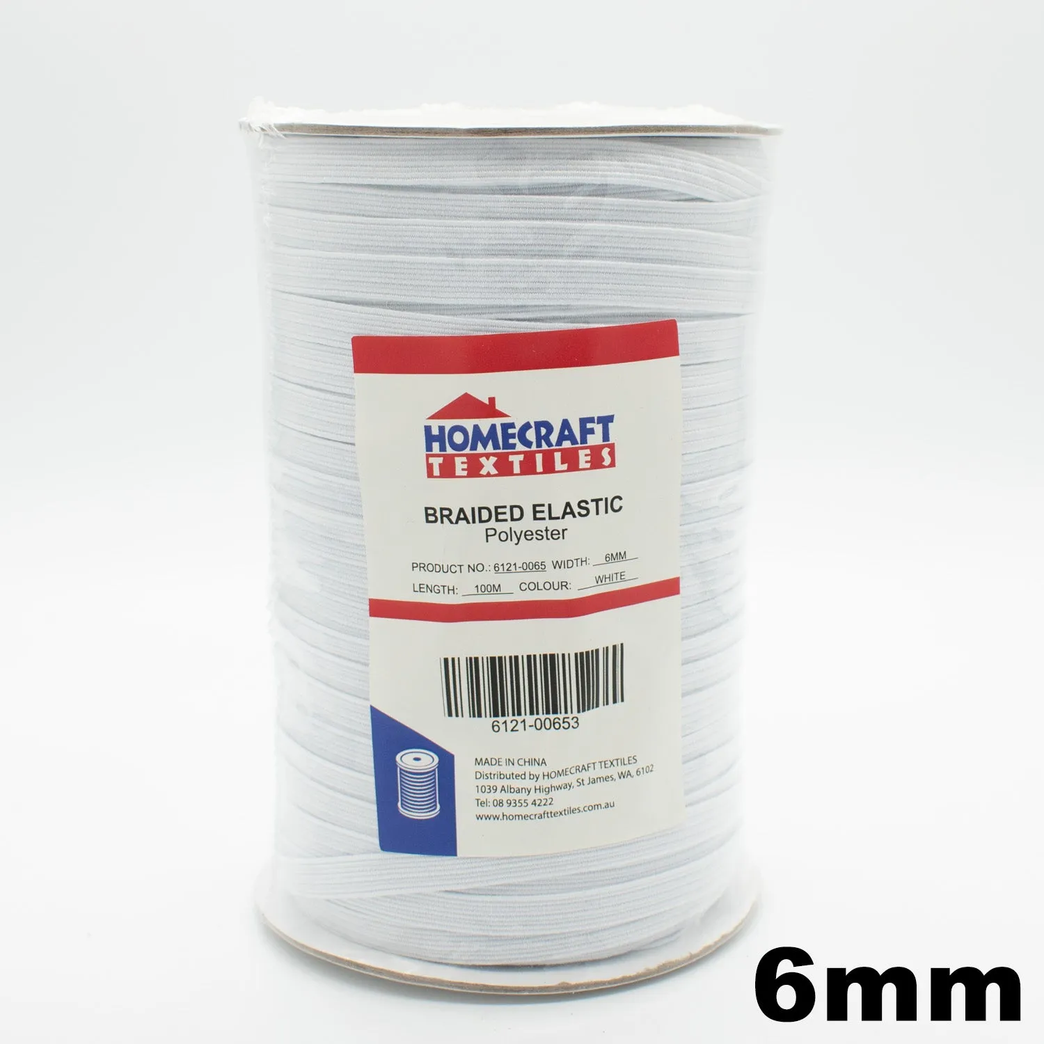 6mm Braided Elastic 100M Roll – Black and White