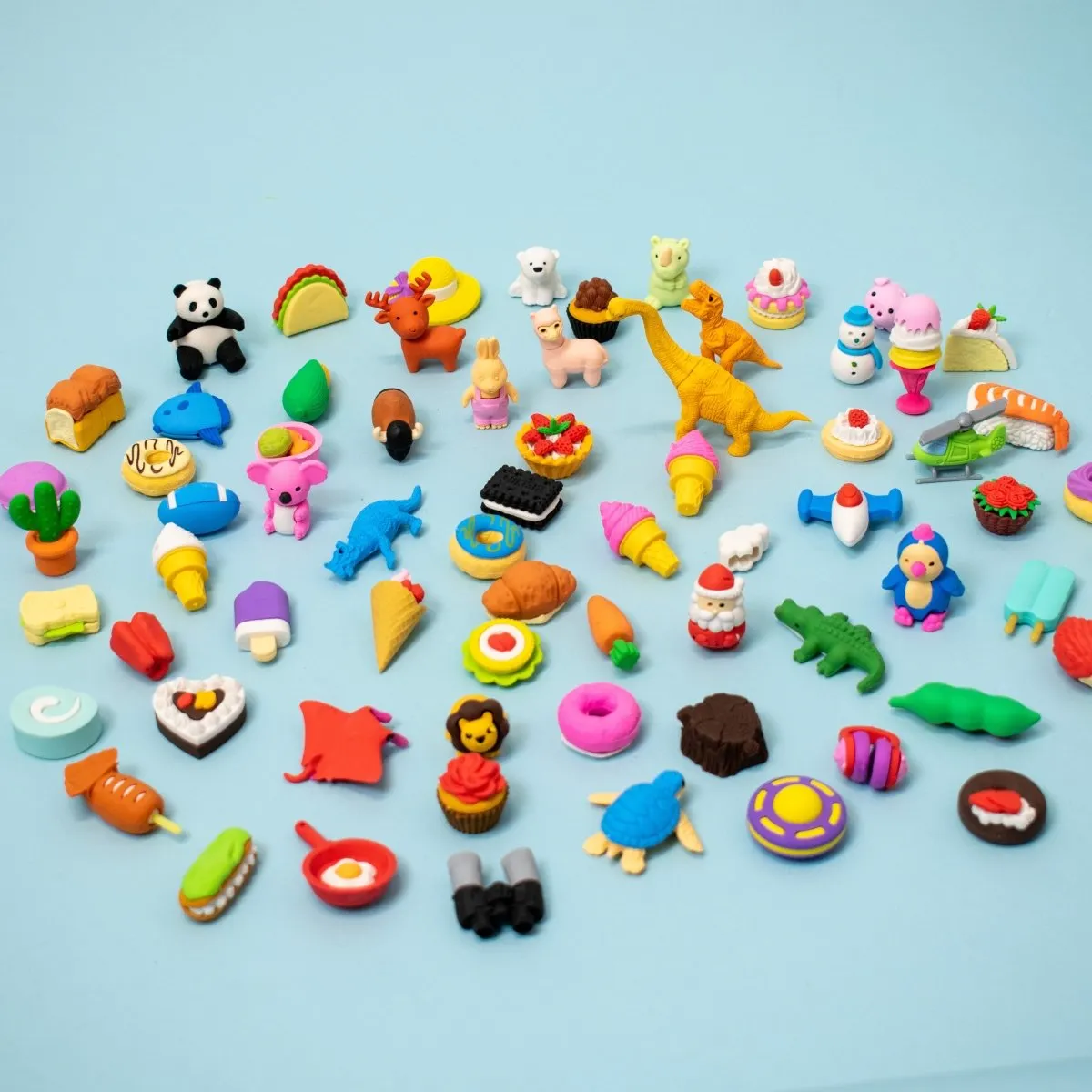 70 Pcs Mini Toys: Puzzle Erasers