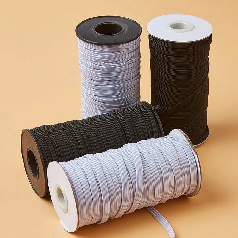 8mm Braided Elastic 100M Roll– Black and White