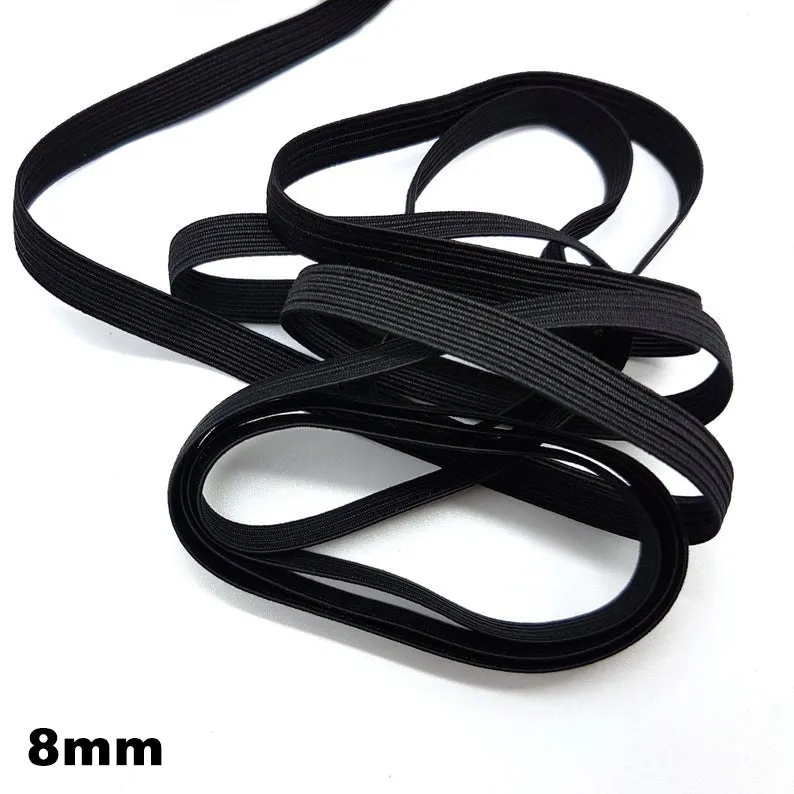 8mm Braided Elastic - Black and White