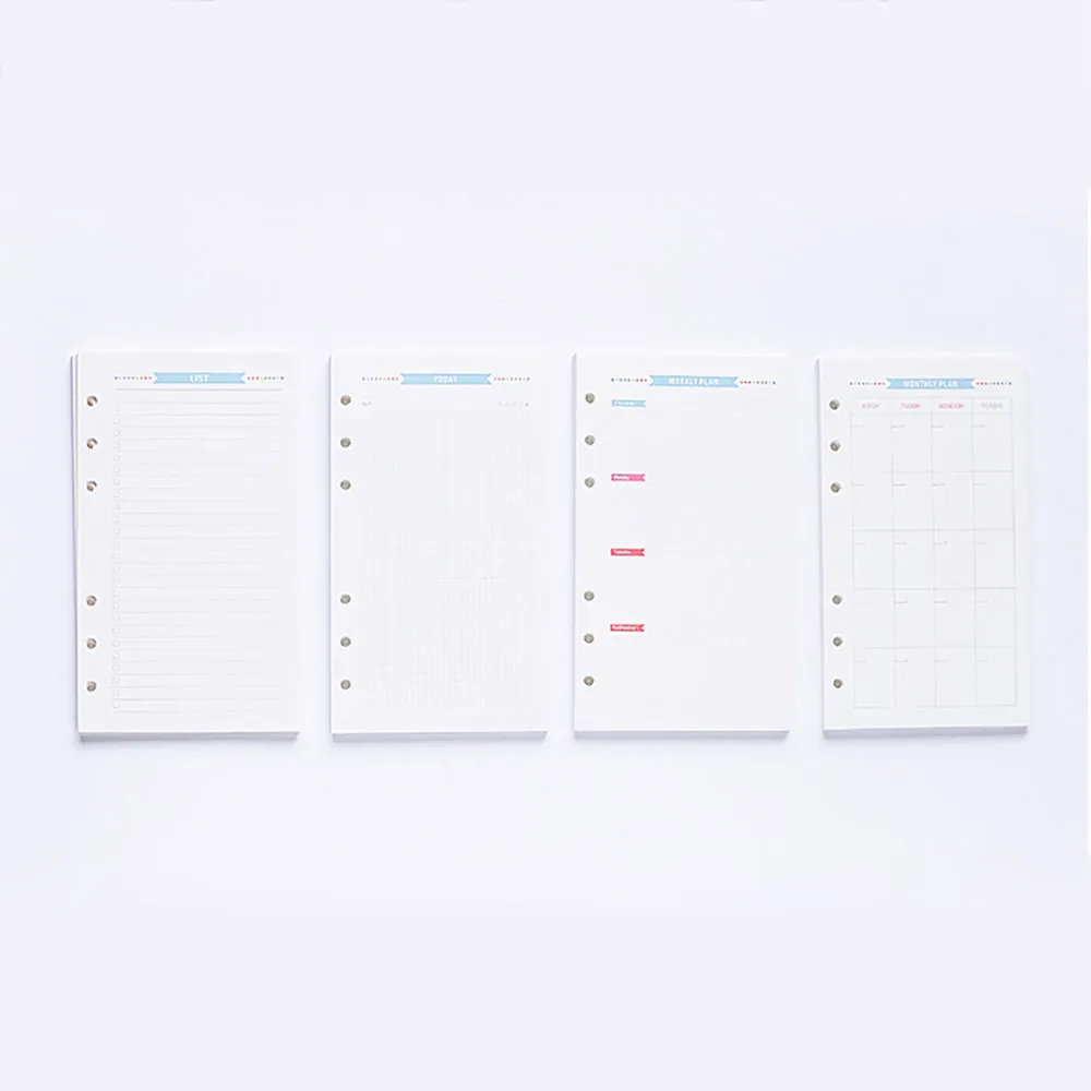 A5 loose-leaf paper monthly diary, inner pages, 6 holes, six-hole blue label, blue title, monthly schedule, calendar, record, monthly schedule, inner pages of loose-leaf paper, inner page supplement