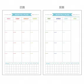 A5 loose-leaf paper monthly diary, inner pages, 6 holes, six-hole blue label, blue title, monthly schedule, calendar, record, monthly schedule, inner pages of loose-leaf paper, inner page supplement