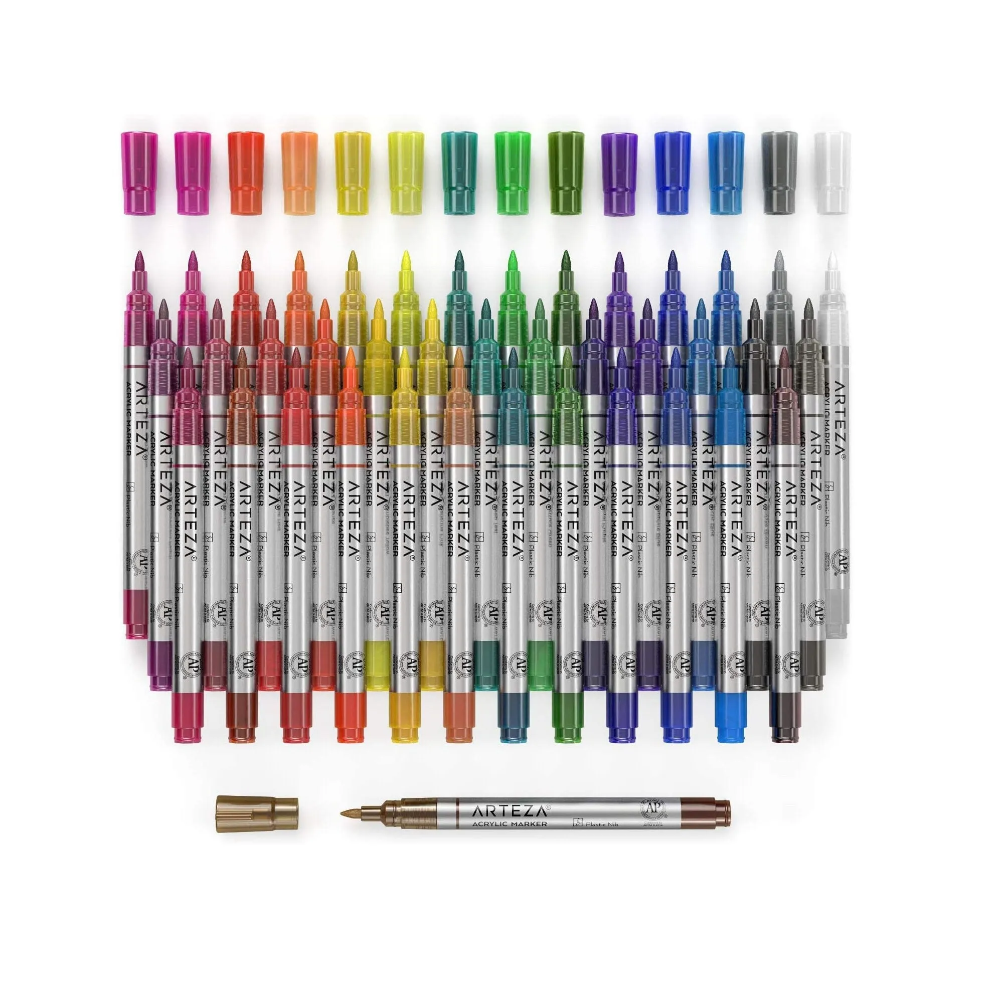 Acrylic Paint Markers | Set of 40 Colors | Long-Lasting Paint Pens | Plastic Nibs