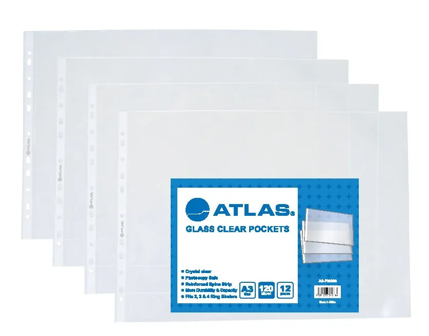 Atlas Glass Clear A3 Pocket Polypropylene 120 Micron File Folder