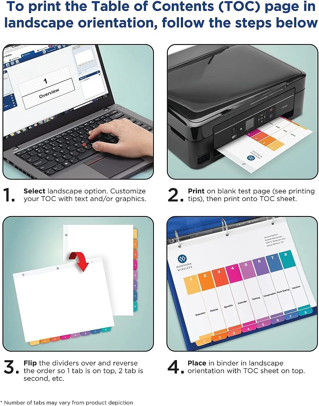 Avery Jan-Dec 12 Tab Dividers for 3 Ring Binders, Customizable Table of Contents, Multicolor Tabs, 6 Sets