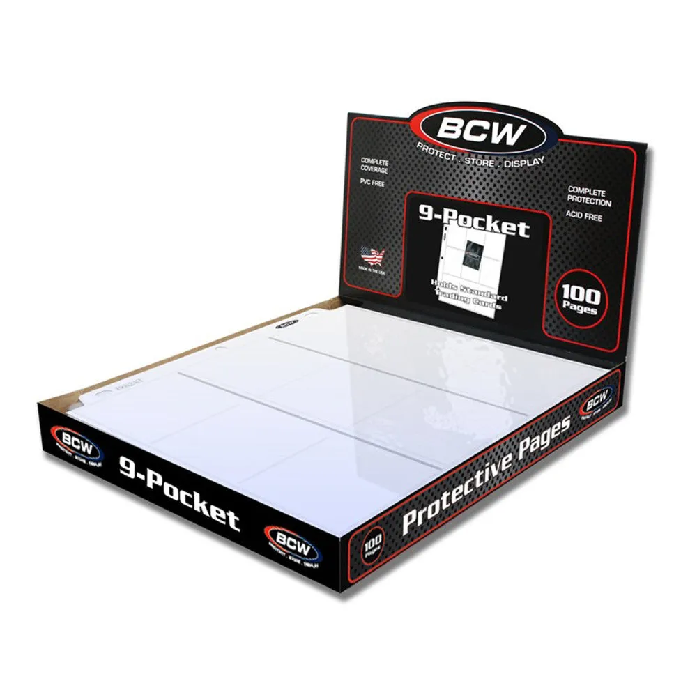 BCW 9-Pocket Trading Card Pages - 100 Pack for Collectors