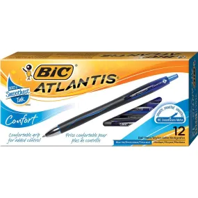Bic Atlantis Comfort Retractable Ballpoint Pen Blue Box 12