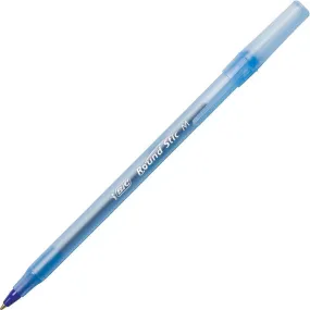 Bic Round Stic Ballpoint Pens Medium Blue Box 12