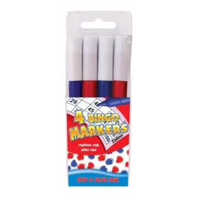Bingo Markers - 4 Pack Blue Red Dabbers Game Night Supplies