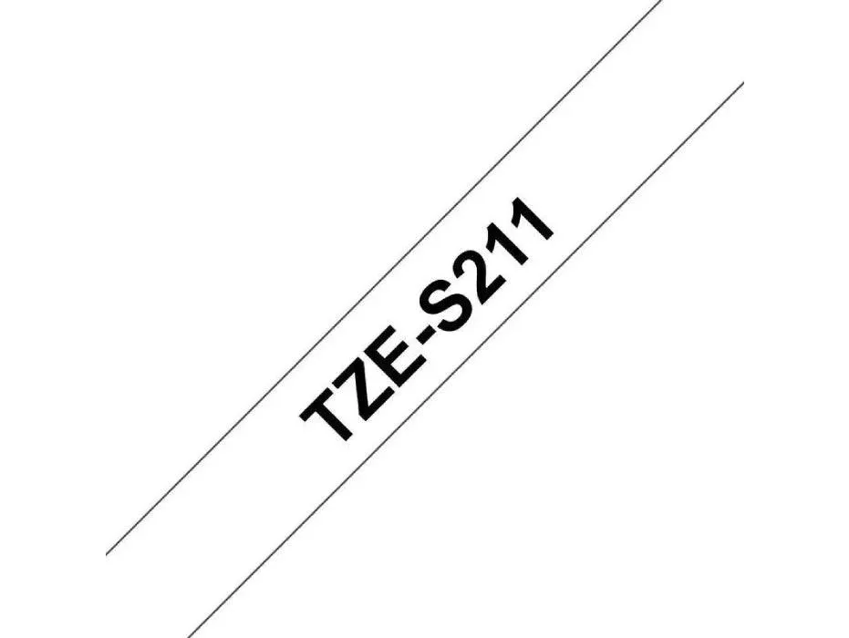 Brother P-touch 6mm TZ-S211 Strong Adhesive Tape, Black on White