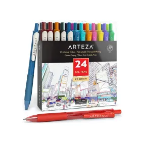 Colored Gel Pens | Pack of 24 | 10 Vintage and 14 Vibrant Colors | Fine 0.7 mm Tip