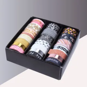 Coloured Designer Printed Washi Tape – Assorted Patterns ( Pack of 8 )
