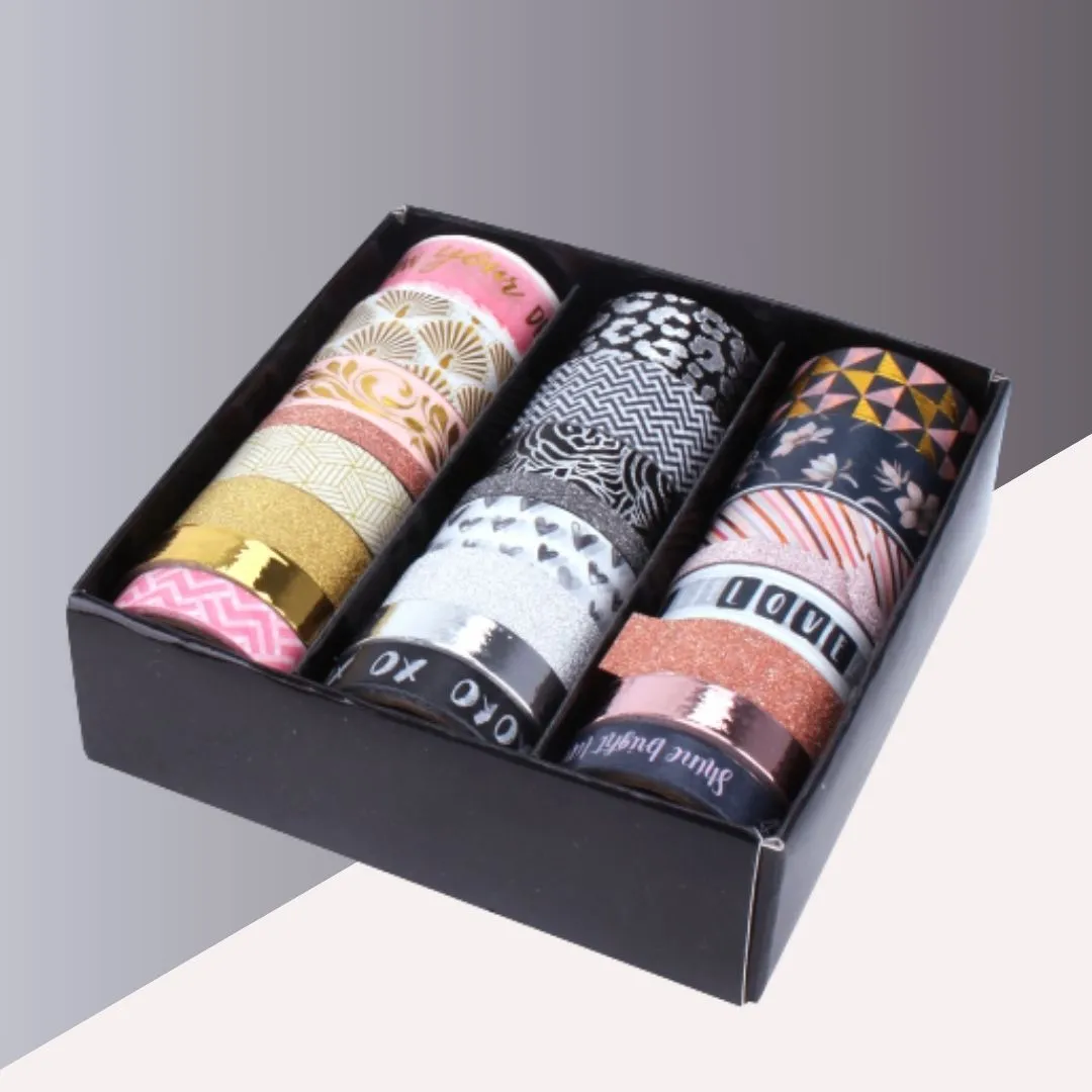Coloured Designer Printed Washi Tape – Assorted Patterns ( Pack of 8 )