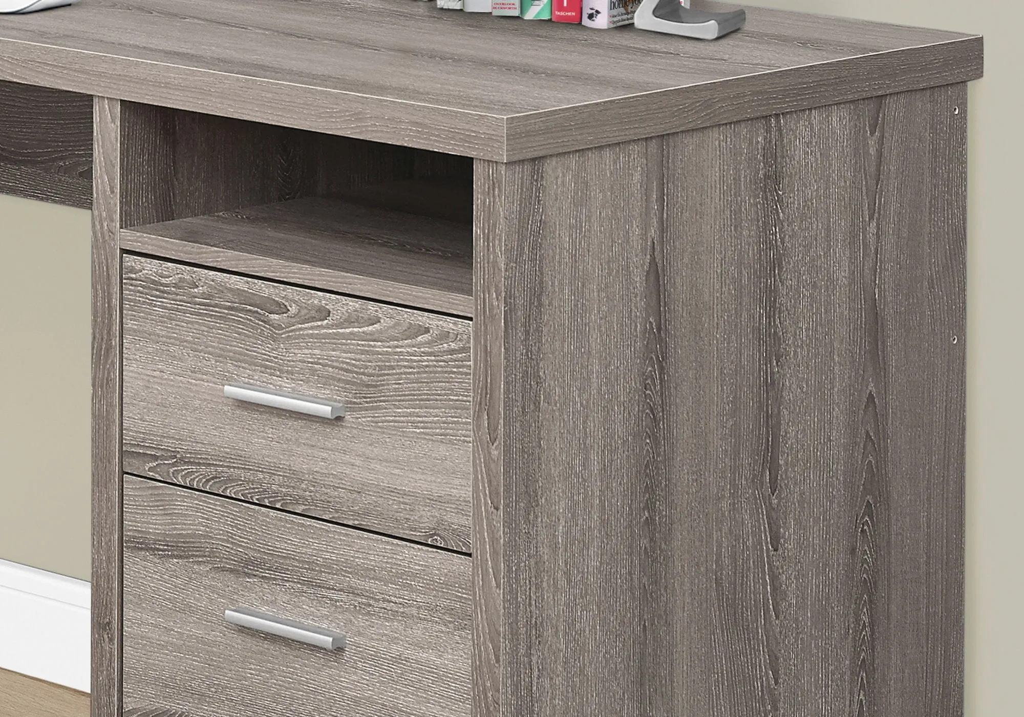 Computer Desk - 80"L / Dark Taupe Left Or Right Facing