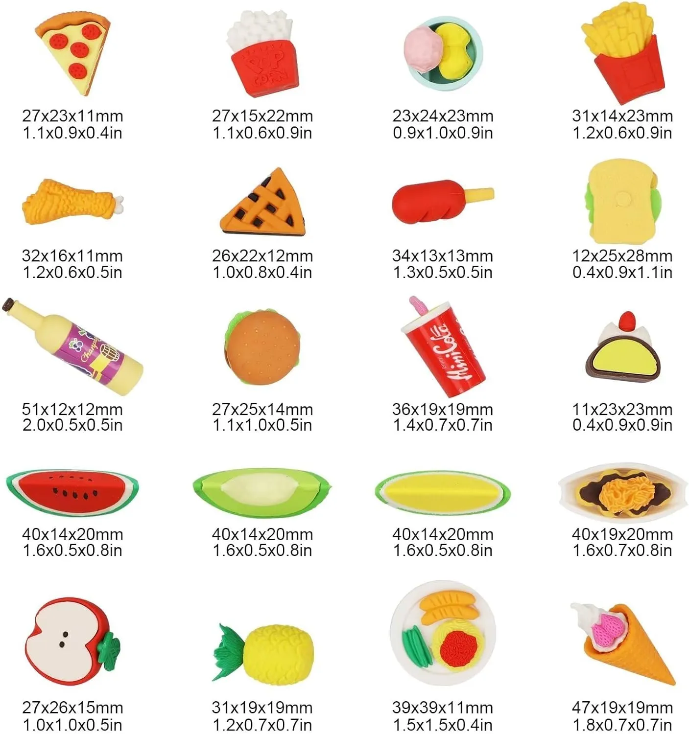 Cute Small Food Tiffin Lunch Box Fancy Erasers for Kids