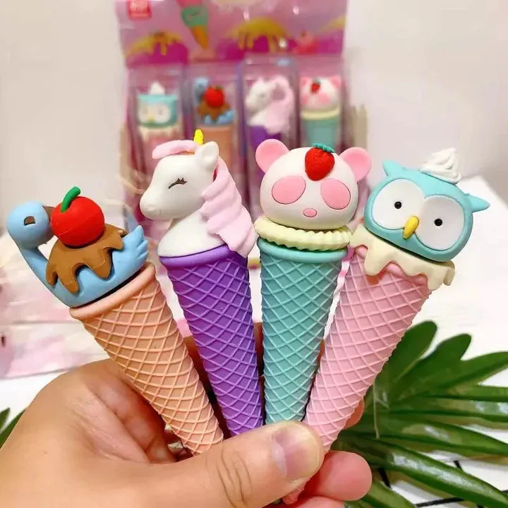 Cute Softy Ice Cream Cone Shaped Eraser for Kids