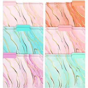 Decorative File Folders, Pastels & Gold Foil Marble, 1/3 Cut (12 Pack)