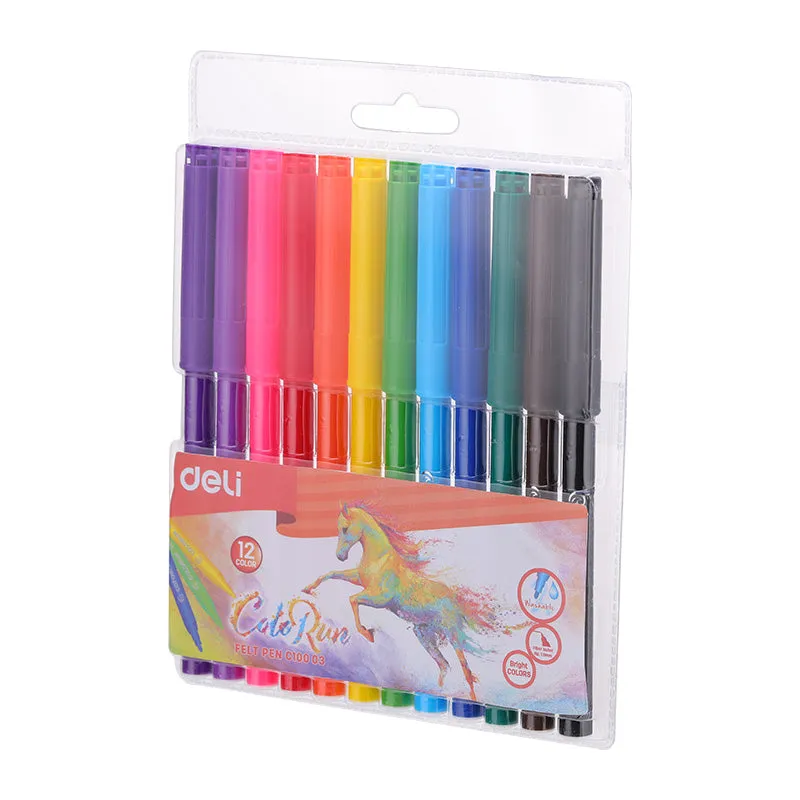 Deli Felt Pen Washable 1.0mm 12C