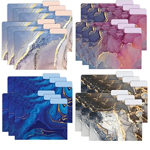 Deluxe Designer Colored Marble Print Heavy Duty File Folders, 24 Pack
