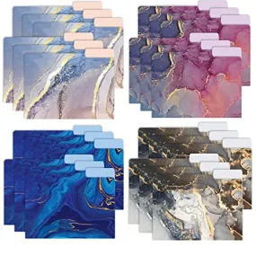 Deluxe Designer Colored Marble Print Heavy Duty File Folders, 24 Pack