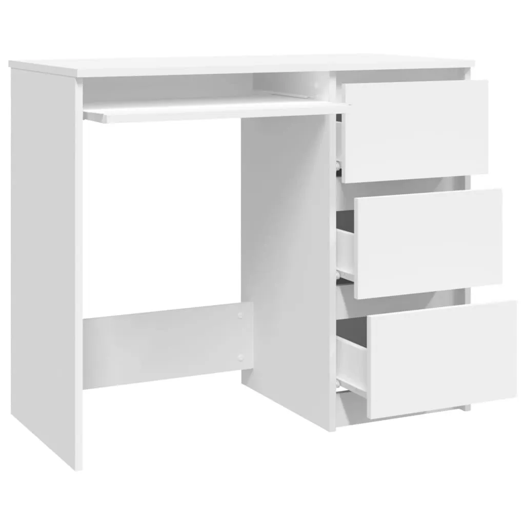 Desk White 90x45x76 cm Engineered Wood
