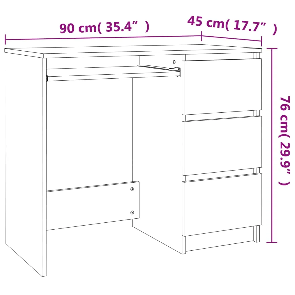 Desk White and Sonoma Oak 90x45x76 cm Engineered Wood