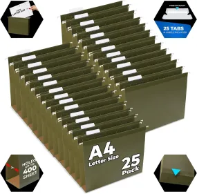 Difinati Expandable Hanging File Folders 25 Pack Letter Size Green 2 Inch