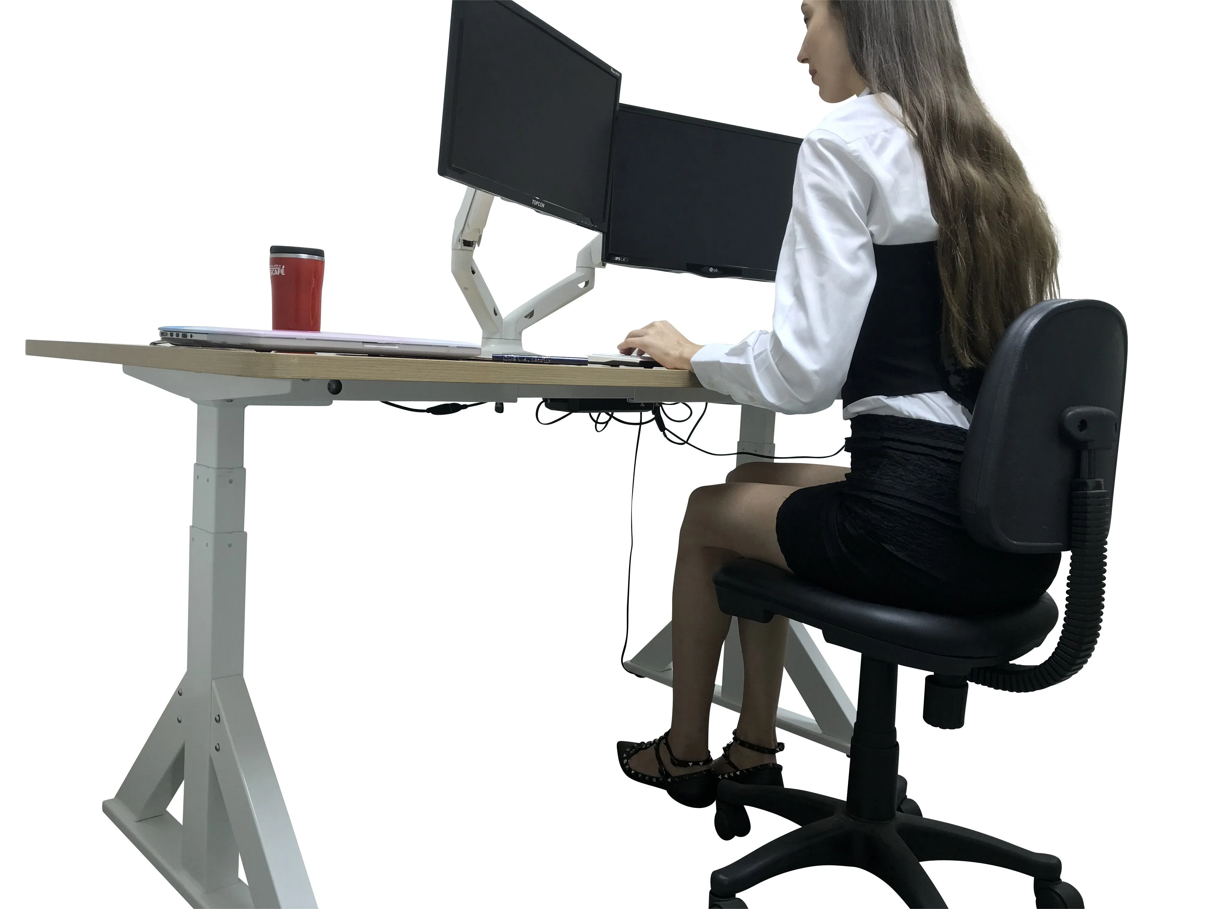 Dual Monitor Mount Stand Full Motion Swivel Gas Spring LCD Arm Fits for 2 Computer Screens 13 to 27 inches - Each Arm Holds up to 13.2 lbs