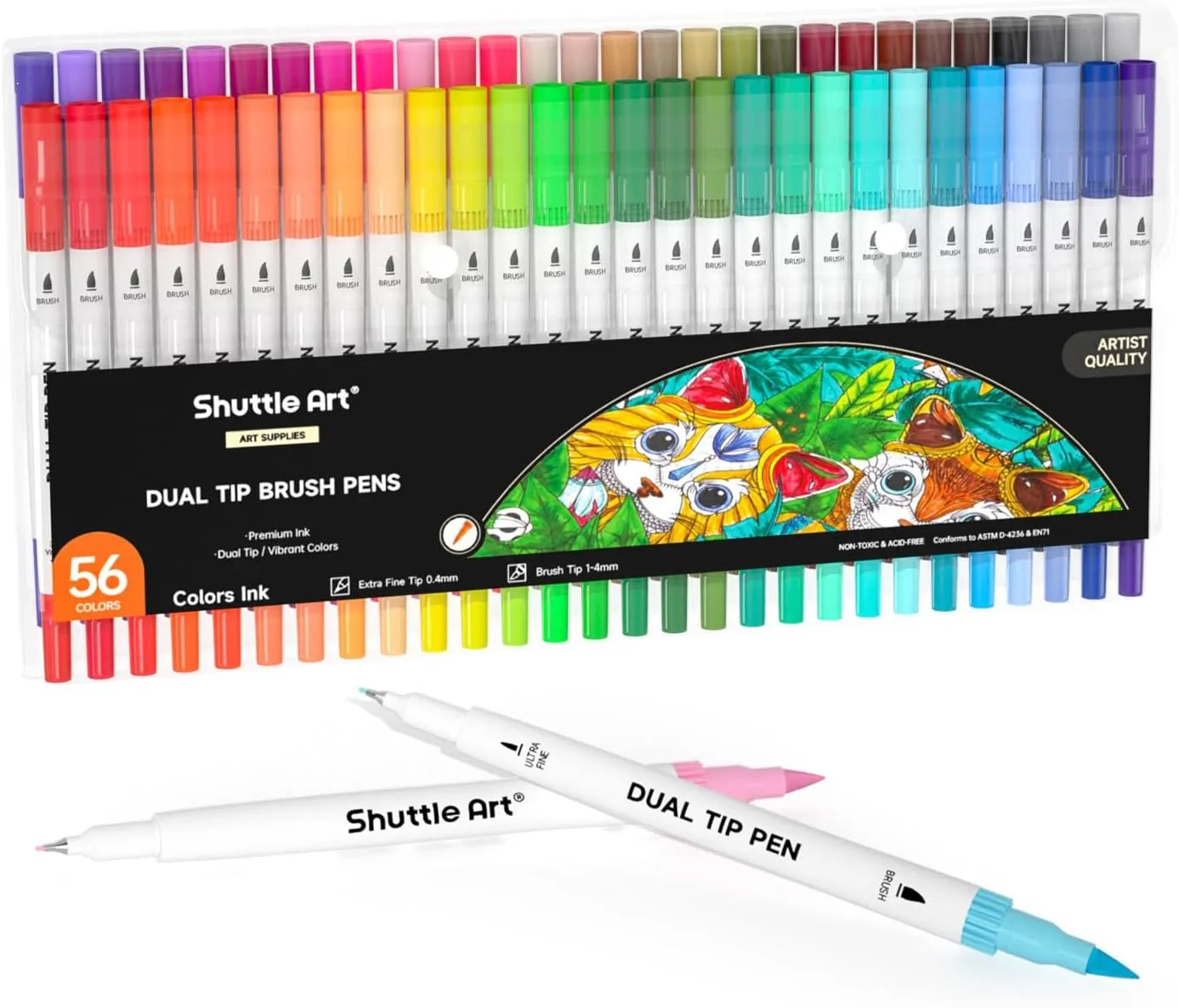 Dual Tip Brush Pens -  Set of 56