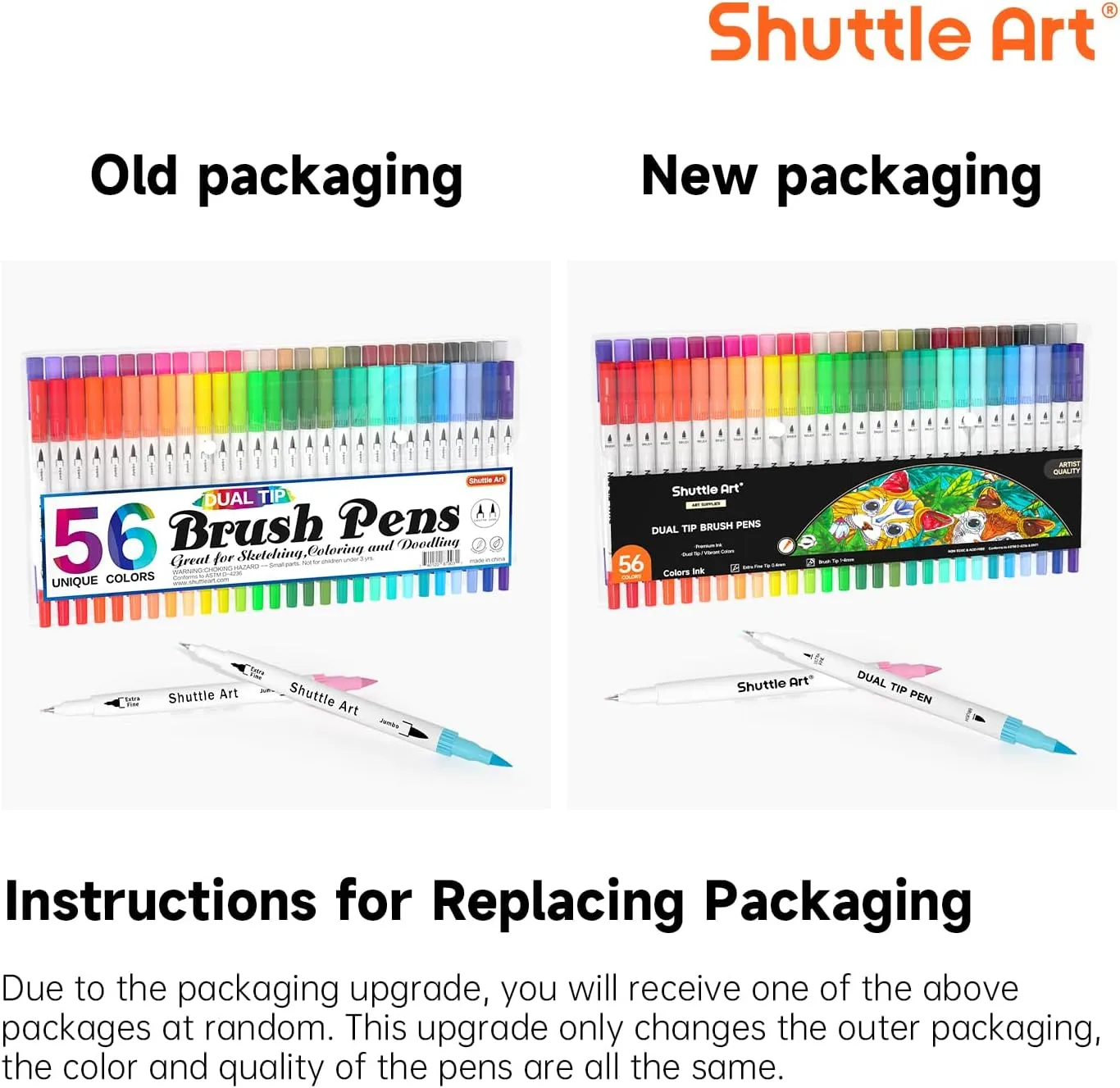 Dual Tip Brush Pens -  Set of 56