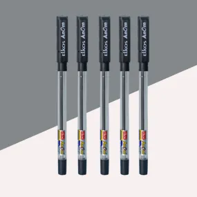 Elkos Anom Ball Pen - Black ( Pack of 5 )