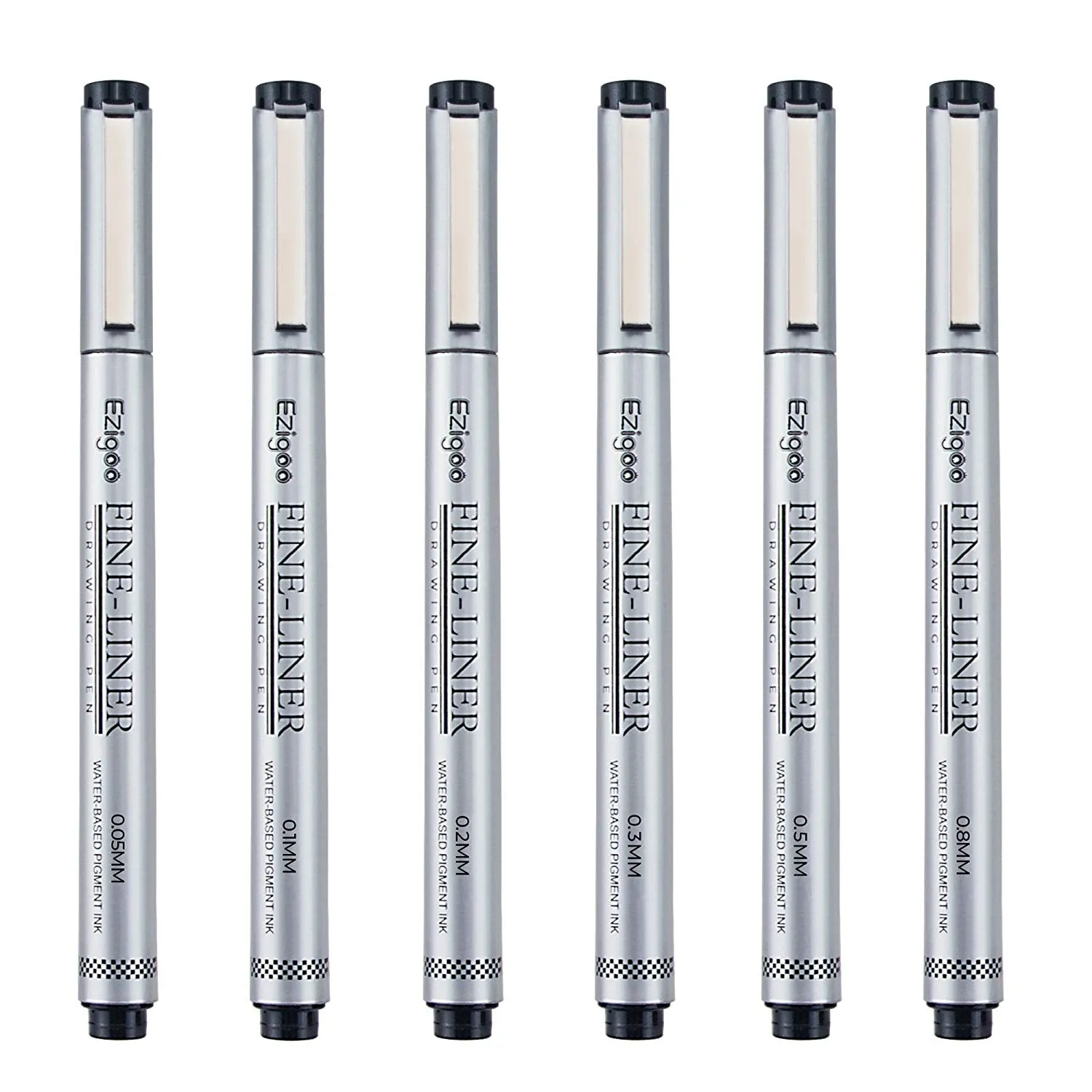 Ezigoo Black Fineliner Pens - Set of 6