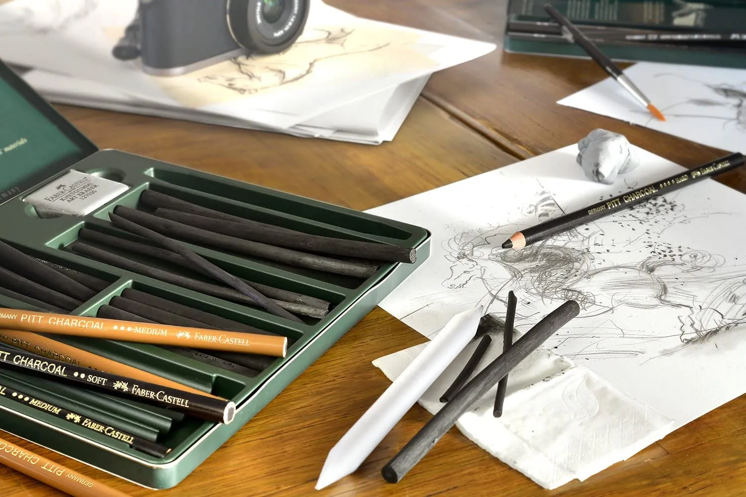 FABER-CASTELL PITT Monochrome Charcoal Pencils Black Soft