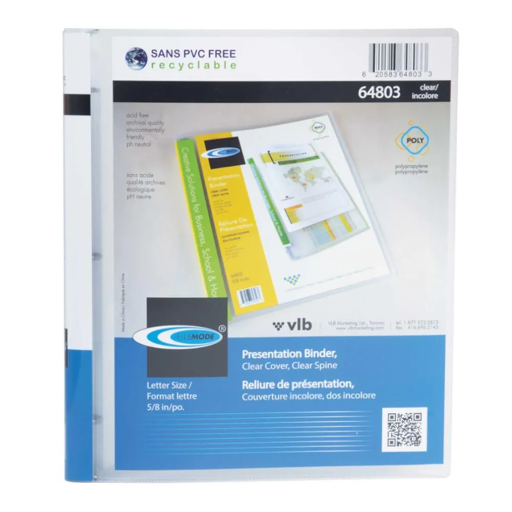 FileMode Poly Presentation O-Ring Binder 5/8" Clear