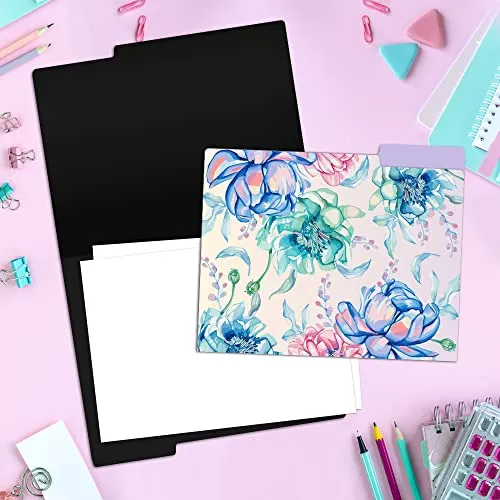 Floral Decorative File Folders, 1/3 Cut Tabs,, Letter Size for Office, School and Home, Set of 12