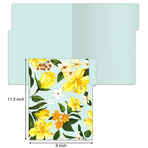 Floral Decorative File Folders, 1/3 Cut Tabs,, Letter Size for Office, School and Home, Set of 12