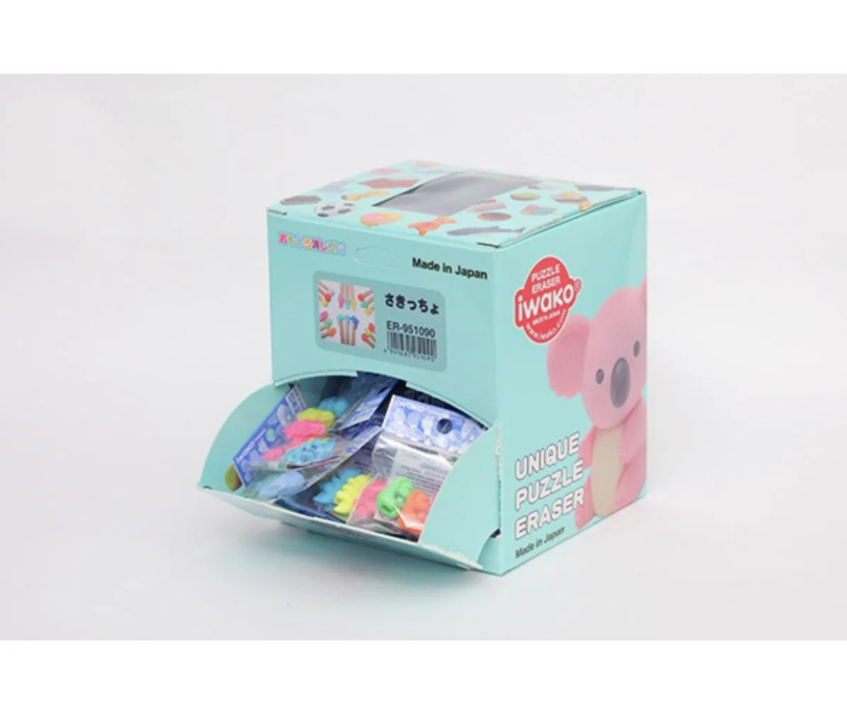 IWAKO ER-951090 Pencil Case Modeling Dinosaur Orangutan Apple Strawberry Guessing Dolphin Eraser 3pcs