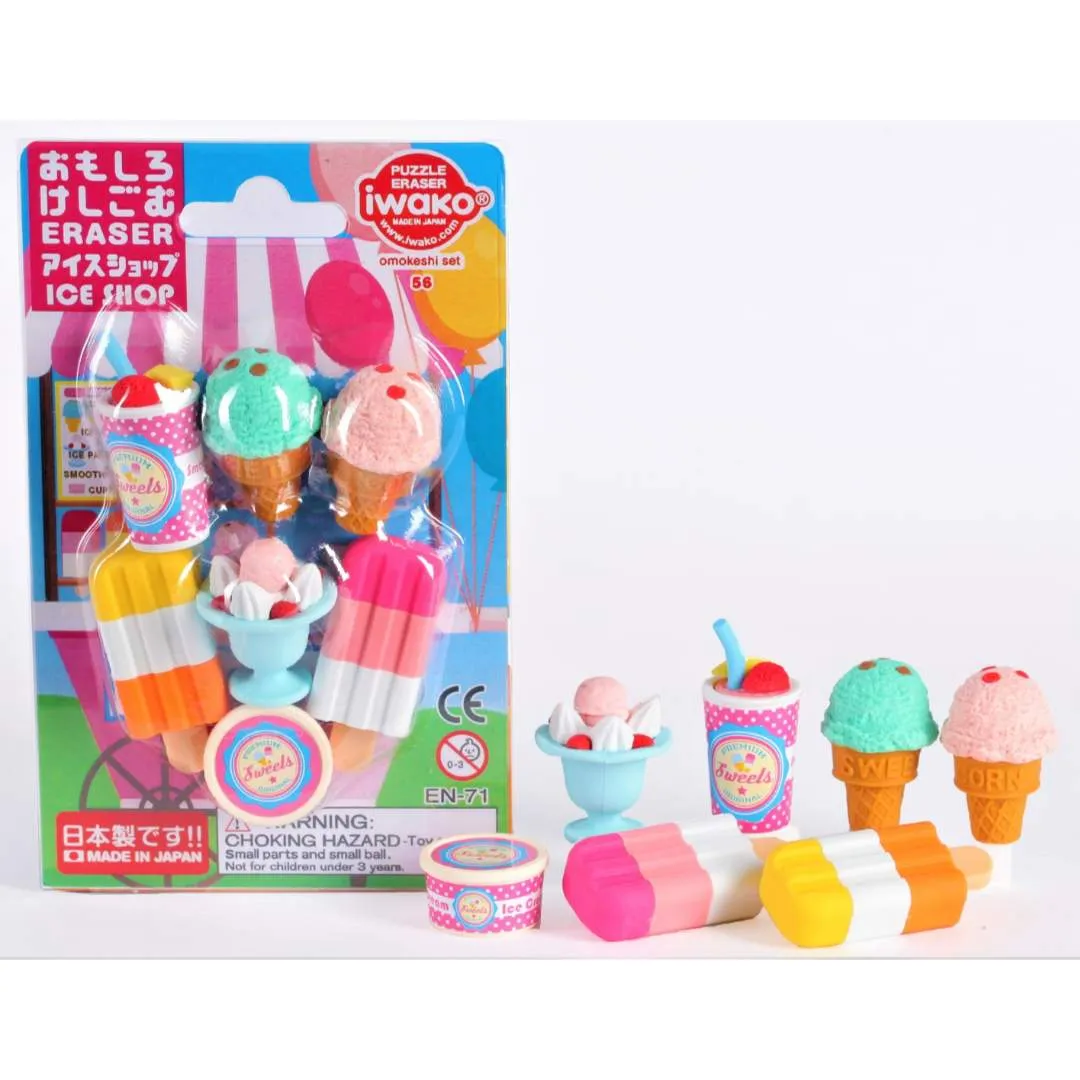 Iwako Ice Cream Shop Puzzle Eraser Set of 7