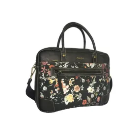 Large Capacity Pu Leather With Flowers Details Handbag -B82116 Black