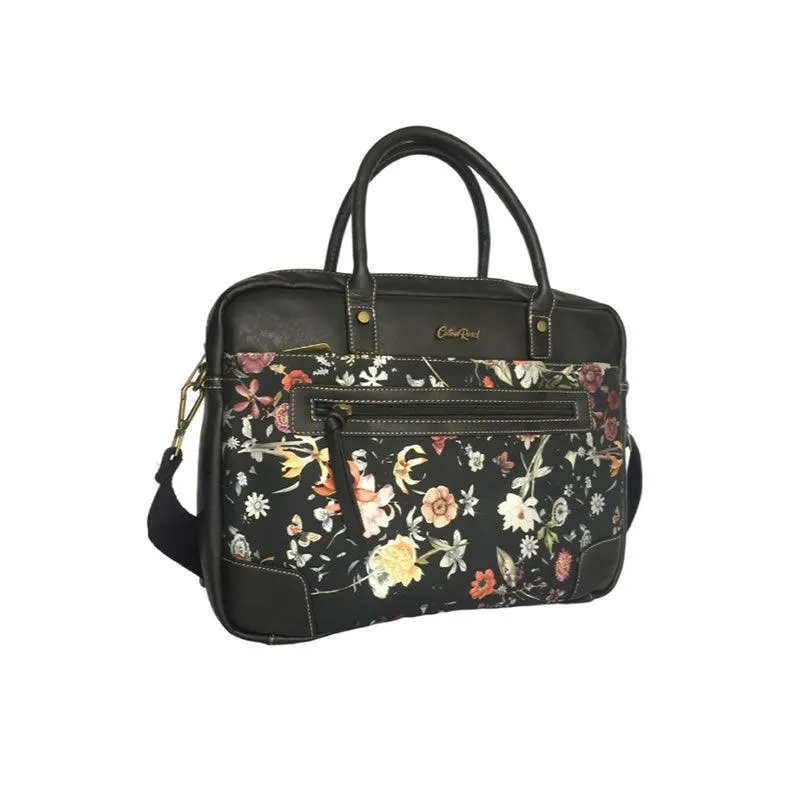 Large Capacity Pu Leather With Flowers Details Handbag -B82116 Black