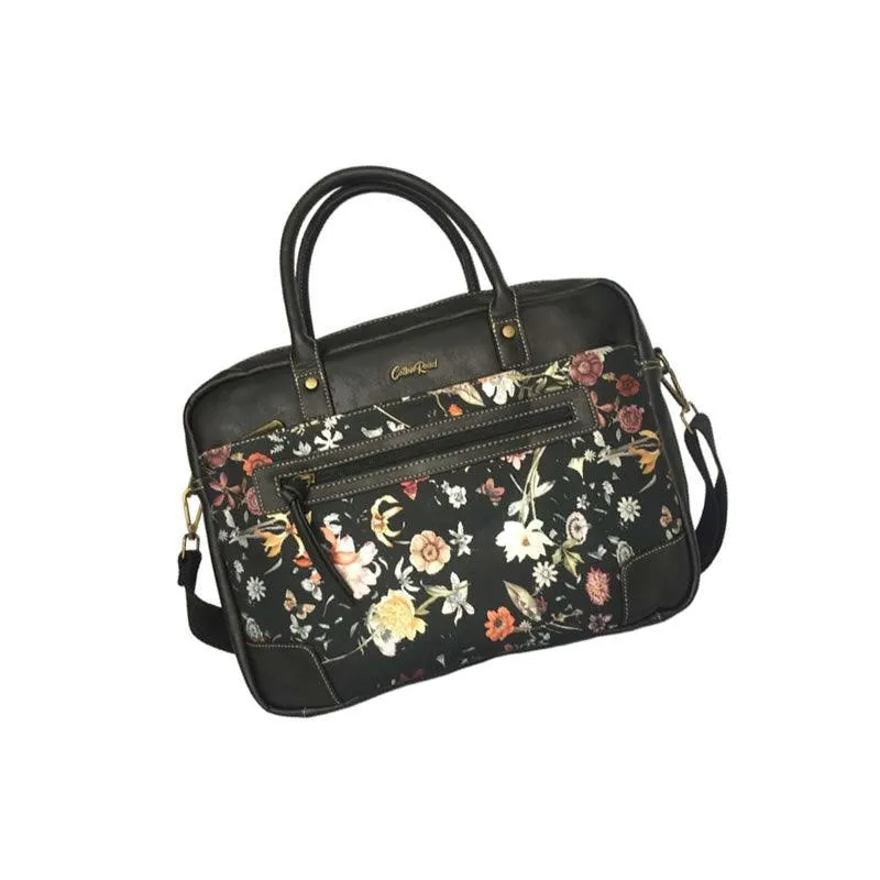 Large Capacity Pu Leather With Flowers Details Handbag -B82116 Black